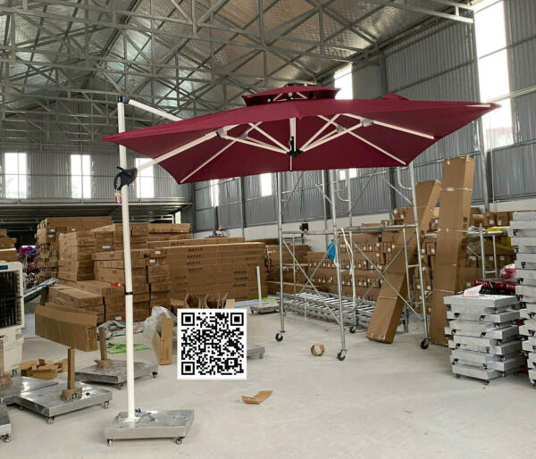Ô Lệch Tâm Vuông 2m5 Khung Nan Hợp Kim Thép màu Đỏ - Hình ảnh 4